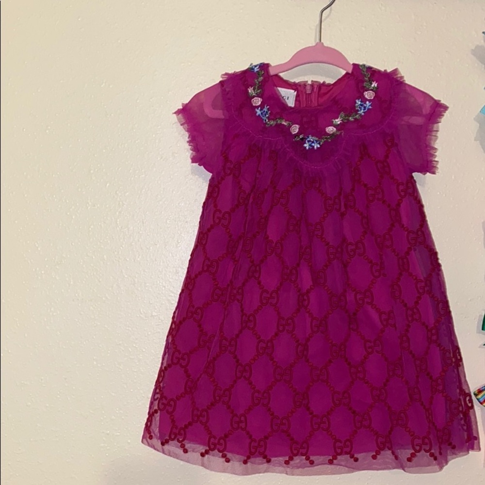 Gucci Baby Girl's G Embroidered Tulle Dress